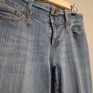 Candies‎ Womens 30x30 Pinstripe Denim Jeans Slim Straight Blue Y2K Double Button